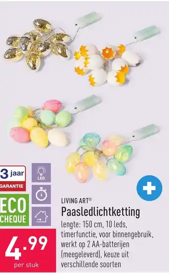 ALDI Living art paasledlichtketting lengte: 150cm, 10 leds per stuk aanbieding