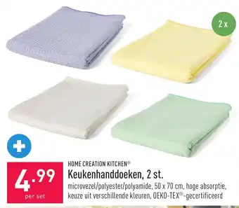 ALDI Home creation kitchen keukenhanddoeken, 2 st. per set aanbieding