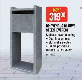 Brievenbus blauwe steen 'everest'