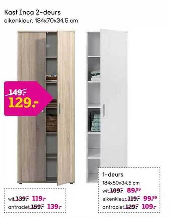 Leen Bakker Kast inca 2-deurs aanbieding