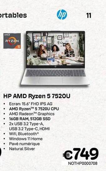 CompuDeals Hp amd ryzen 5 7520u aanbieding
