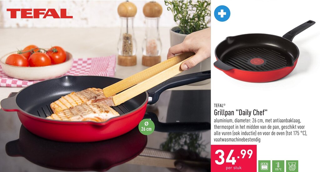 Tefal grillpan "daily chef" 26cm per stuk promotie bij ALDI