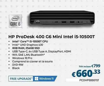 Hp prodesk 400 g6 mini intel i5-10500t