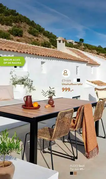 Casa Uitsehuifbare tafel ethan, stoel aleks aanbieding