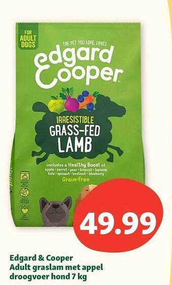 Maxi Zoo Edgard & cooper adult graslam met appel droogvoer hond 7 kg aanbieding