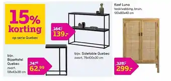 Bijzettafel quebec, sidetable quebec, kast luna
