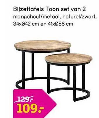 Leen Bakker Bijzettafels toon set van 2 aanbieding
