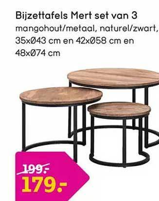 Leen Bakker Bijzettafels mert set van 3 aanbieding