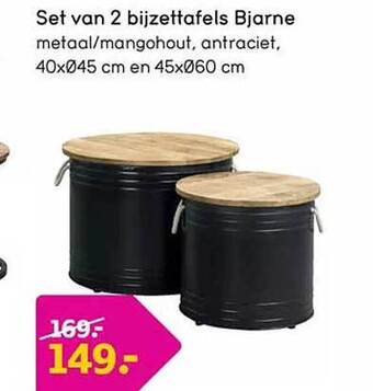 Leen Bakker Set van 2 bijzettafels bjarne aanbieding