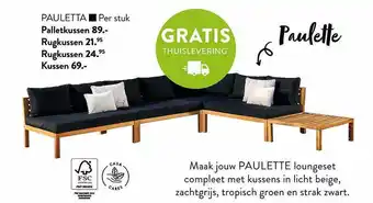 Casa Pauletta palletkussen, pauletta rugkussen, pauletta kussen aanbieding