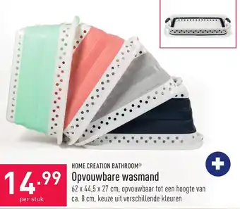 ALDI Home creation bathroom opvouwbare wasmand 62 x 44,5 x 27cm per stuk aanbieding