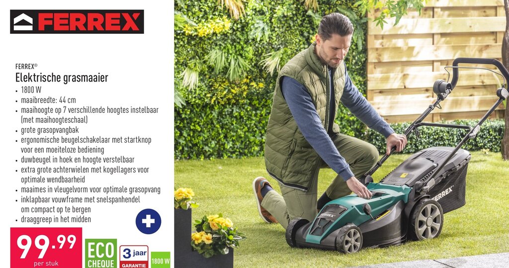 Ferrex elektrische grasmaaier 1800W promotie bij ALDI