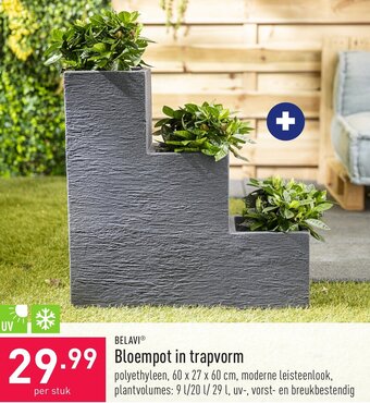ALDI Belavi bloempot in trapvorm 60 x 27 x 60cm aanbieding