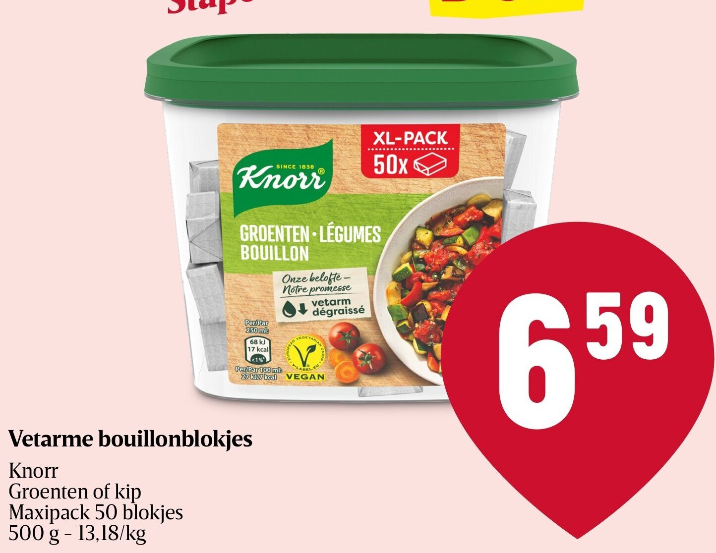 Knorr vetarme bouillonblokjes 500g promotie bij Delhaize