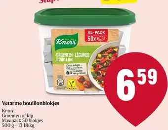 Delhaize Knorr vetarme bouillonblokjes 500g aanbieding