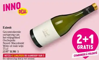 Delhaize Ezimit Gecontroleerde Oorsprong van Het Wijngebied Witte of Rode Wijn 75cl aanbieding