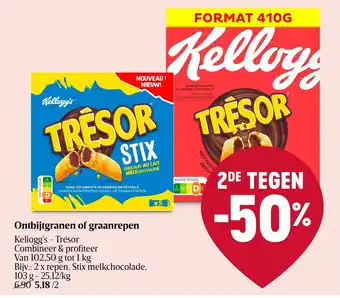 Delhaize Kellogg's - Trésor Ontbijtgranen of Graanrepen aanbieding