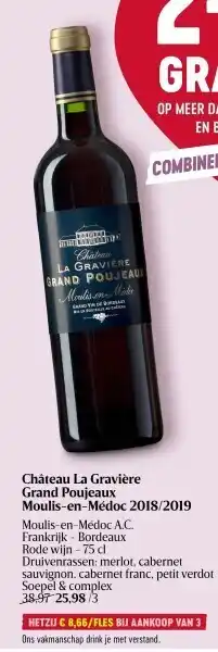Delhaize Château la gravière grand poujeaux moulis-en-médoc 2018/2019 aanbieding