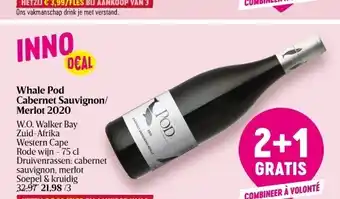 Delhaize Whale pod cabernet sauvignon/ merlot 2020 aanbieding