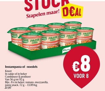 Instantpasta of -noedels knorr