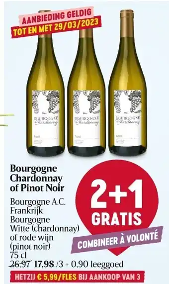 Delhaize Bourgogne chardonnay of pinot noir aanbieding