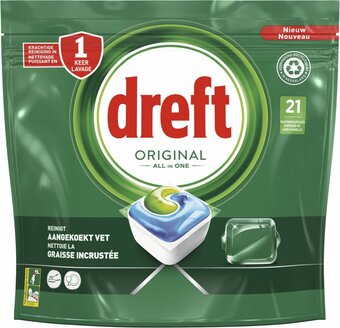 Bol.com Dreft original all in one vaatwastabletten regular - voordeelverpakking 5 x 21 stuks aanbieding