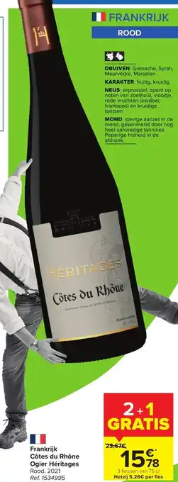 Ogier Héritages Côtes du Rhôone Rood 2021 3 Flessen 75cl