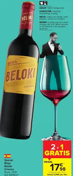 Rioja Beloki Crianza Rood 2019 3 Flessen van 75cl
