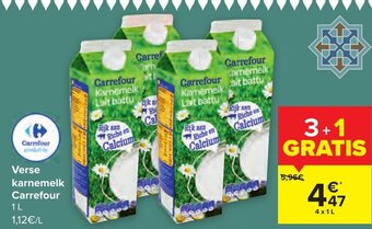 Carrefour Verse Karnemelk Carrefour 4 x 1L aanbieding