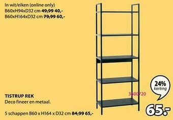 Jysk Tistrup rek 5 schappen aanbieding
