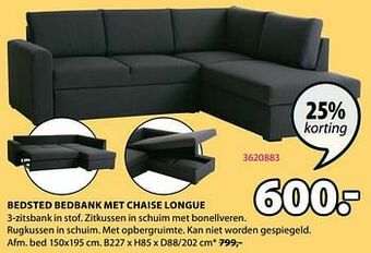 Jysk Bedsted bedbank met chaise longue aanbieding