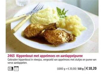 Kippenbout met appelmoes en aardappelpuree