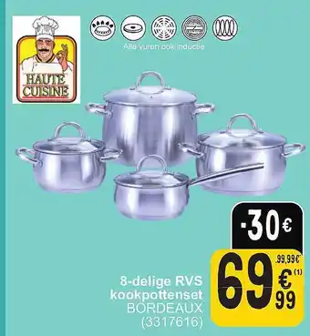 Haute cuisine 8-delige rvs kookpottenset bordeaux