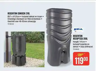 Eda regenton conisch 210l, eda regenton recup'eco 350l