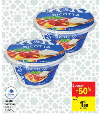 Carrefour Ricotta 2 x 250 g aanbieding