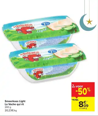 Carrefour La Vache qui rit smeerkaas light 2 x 200 g aanbieding