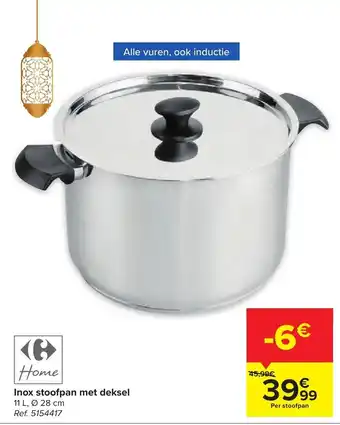 Home inox stoofpan met deksel 11 L, ø 28 cm ref. 5154417