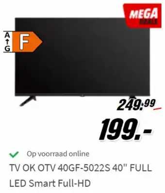 MediaMarkt TV OK OTV 40GF-5022S 40" full LED smart full-HD aanbieding