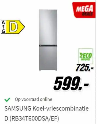 MediaMarkt Samsung koel-vreiscombinatie D (RB34T600DSA/AF) aanbieding