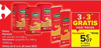 Carrefour Panzani pasta spaghetti 6x500G 3+3 gratis aanbieding