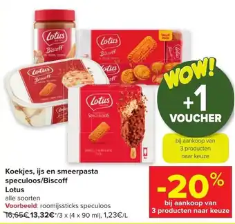 Carrefour Lotus roomijssticks speculoos 3x(4x90ML) aanbieding