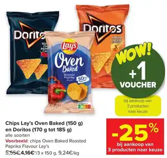 Carrefour Lay's Chips oven baked roasted paprika flavour 3x150G aanbieding
