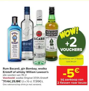 Carrefour Eristoff vodka original 37.5% 2x70CL aanbieding