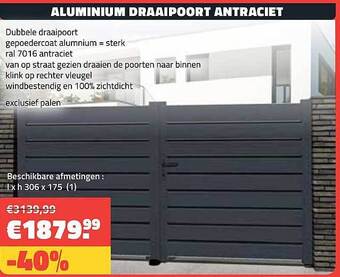 Bouwcenter Frans Vlaeminck Aluminium draaipoort antraciet aanbieding