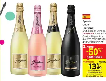 Carrefour Freixenet Cava Brut , Rose of Demi Sec 2 Flessen van 75cl aanbieding