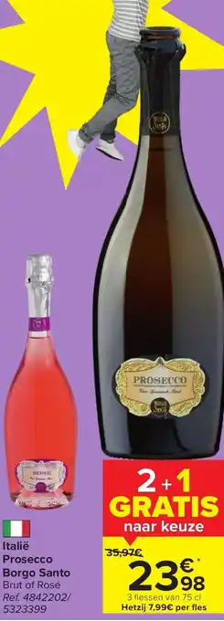 Carrefour Prosecco Borgo Santo Brut of Rose 75cl aanbieding