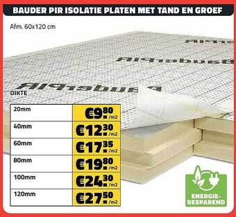 Bauder pir isolatie platen met tand en groef