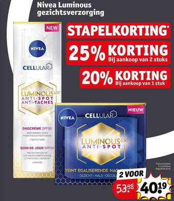 Kruidvat Nivea luminous gezichtsverzorging aanbieding