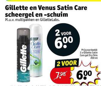 Kruidvat Gillette en venus satin care scheergel en schuim aanbieding