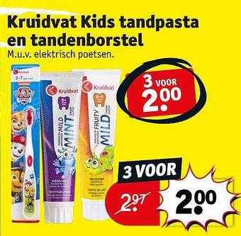 Kruidvat Kruidvat kids tandpasta en tandenborstel aanbieding